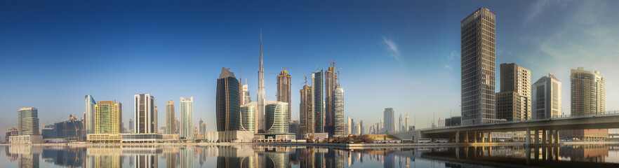 Sticker - Cityscape of Dubai and panoramic view of Business bay, UAE