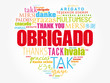 © dizain - Obrigado (Thank You in Portuguese) love heart  Word Cloud in different languages