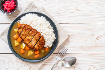 Wall Mural - Crispy fried pork cutlet with curry and rice