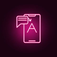 Poster - Mobile translate neon icon. Elements of Artifical intelligence set. Simple icon for websites, web design, mobile app, info graphics
