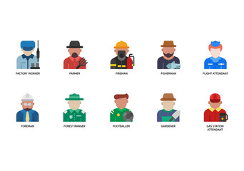 Sticker - Jobs and occupations icons set