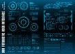 © PALERM089 - HUD elements mega pack set. Dashboard blue display virtual reality technology screen. Futuristic blue user interface.