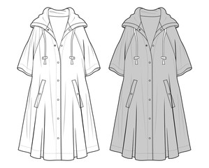 Outer Jacke fashion flat sketch template