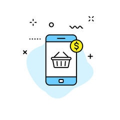 Wall Mural - e-commerce and shopping web icons in line style. mobile shop, digital marketing, bank card, gifts. v