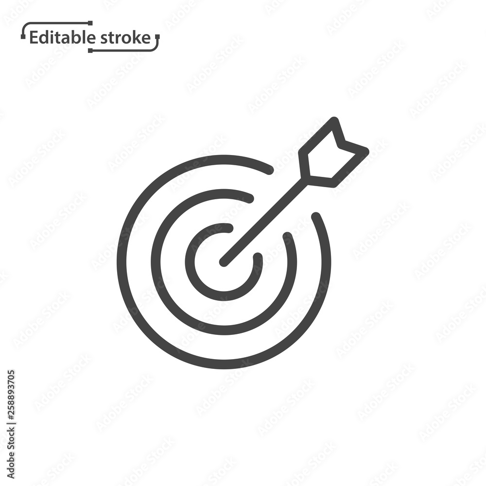 Target with arrow vector icon. Editable stroke. - obrazy, fototapety, plakaty 
