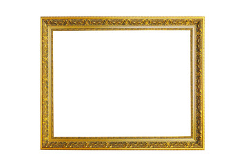 Poster - beautiful golden picture frame isolated on white background