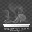 Vector  transparent steam over cup on dark background