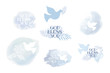 Classic, universal religious clip art God bless you. Tender blue elements for flyer, invitation, greetings cards
