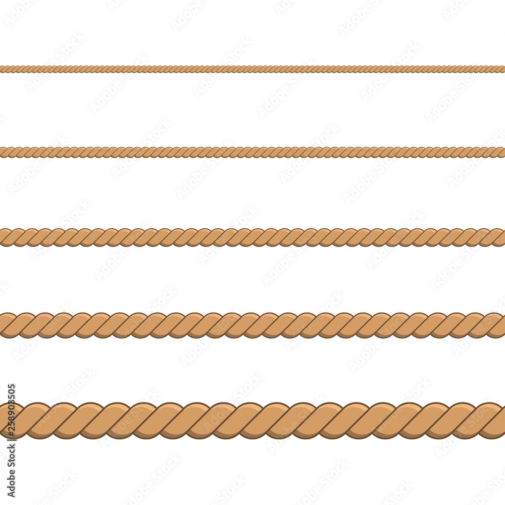 Set of seamless pattern straight rope. Nautical yellow woven ropes in  different sizes. Template design for decoration and covering. Stock Vector  | Adobe Stock, image size:1000x1000