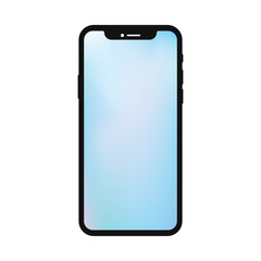 Fototapete - Black smartphone with blue screen. Vector mobile phone with empty screen eps10.