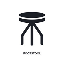 Black Footstool Isolated Vector Icon. Simple Element Illustration From Furniture And Household Concept Vector Icons. Footstool Editable Black Logo Symbol Design On White Background. Can Be Use For