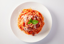 Spaghetti In A Dish On A White Background