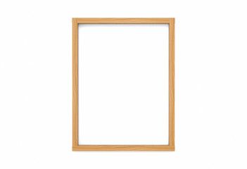 Fototapete - 3d rendering. Modern empty simple vertical classic style wood picture frame on white backgorund.