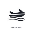black watercraft isolated vector icon. simple element illustration from nautical concept vector icons. watercraft editable logo symbol design on white background. can be use for web and mobile