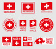 Swiss made icon set, made in Switzerland product labels