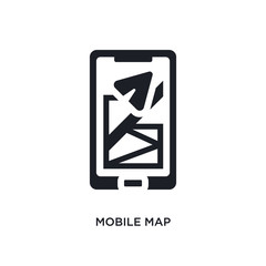 Poster - black mobile map isolated vector icon. simple element illustration from travel concept vector icons.