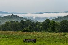 Salisbury, Connecticut USA A Misty View Looking North Over The Housatonic River Valley In Litchfield County.