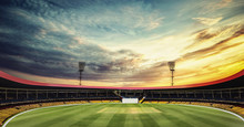 Cricket Stadium With Sunset