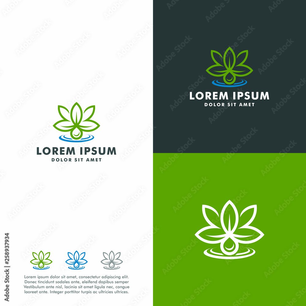 Vector Abstract Marijuana Oil logo template - obrazy, fototapety, plakaty 