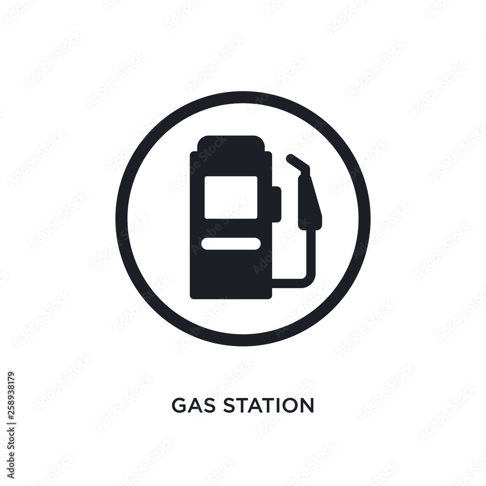 black gas station isolated vector icon. simple element illustration ...