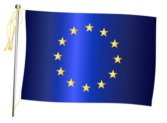 Wall Mural - EU Waving Flag And Flagpole