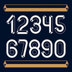 Fototapete - Trendy vintage vector digits,  numerals collection. Retro numbers from 0 to 9 can be used in art  poster creation. Made using packaginghedral packaging tube design.