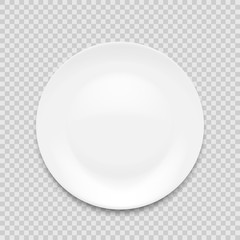 empty white plate isolated on white background. vector illustration.