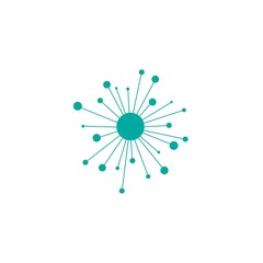 Hub network connection line icon isolated on white. Tech or technology logo. Server or central database button.