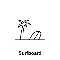 Poster - Surfboard icon. Element of summer holiday icon. Thin line icon for website design and development, app development. Premium icon
