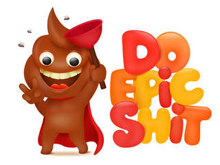 Do epic shit concept card with poo cartoon emoji character
