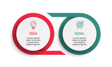 Infographic Design Vector And Marketing Icons For Diagram, Graph, Presentation And Round Chart. Concept With 2 Options