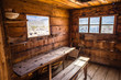 Interior of a miners camp shack in a ghost town in california.