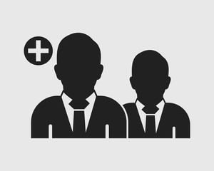 Fototapete - Increase or Add users Icon. male symbol on gray background. Flat style vector EPS.
