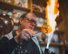 Glass Blower Forming Melting Glass