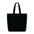 A black and white vector silhouette of a tote bag