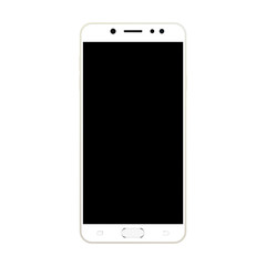 Poster - Realistic white color smartphone with blank black screen. Smartphone or mobile phone front view realistic icon. Smartphone white color and black screen.