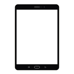 Poster - Realistic Black color Tablet with blank white screen. Notepad or pad, front view icon. Blank screen Notepad, flat style pad icon.