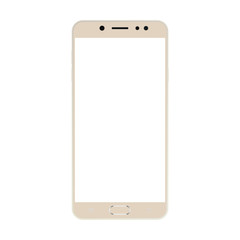 Fototapete - Light color Smartphone  with white screen. Smartphone or mobile phone, front view. Smarpthone cream color vector.