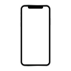 Poster - Black smartphone with white blank screen. Smartphone front view. Smartphone or mobile phone icon.