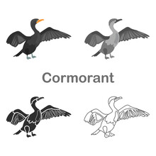 Cormorant Color Flat, Line, Simple, Black White Concept Icons Set