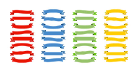 Wall Mural - ribbons banners collection in red, blue, green and yellow on blank bakcground