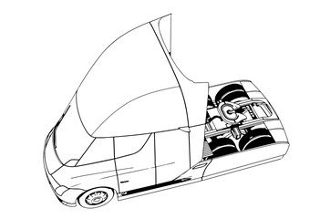 Poster - sketch of a modern truck vector