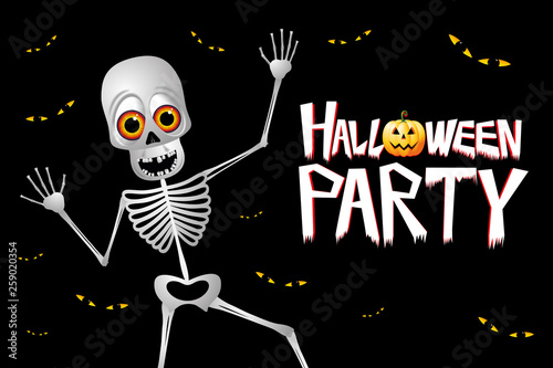 Halloween Party Poster Banner With A Skeleton Buy This Stock