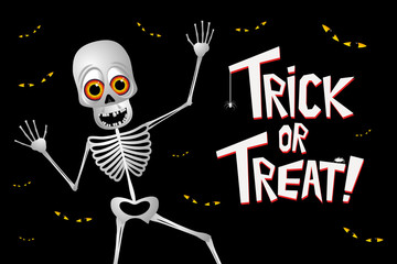 Poster - Happy Halloween - trick or treat - poster with a skeleton