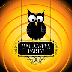 Sticker - Halloween party poster/ banner with an owl