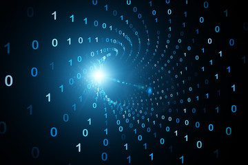 Artistic shiny virtual computer data tunnel. Illustration background.