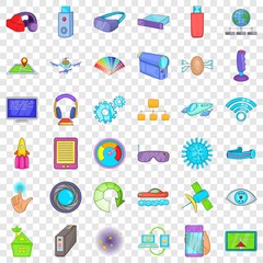 Poster - Media technology icons set. Cartoon style of 36 media technology vector icons for web for any design