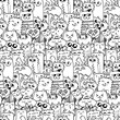 © Drekhann - Cute doodle cats seamless pattern. Great for coloring book, wrapping, printing, fabric and textile