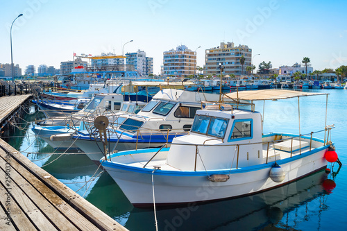 Larnaca Marina cityscape, yachts, boats