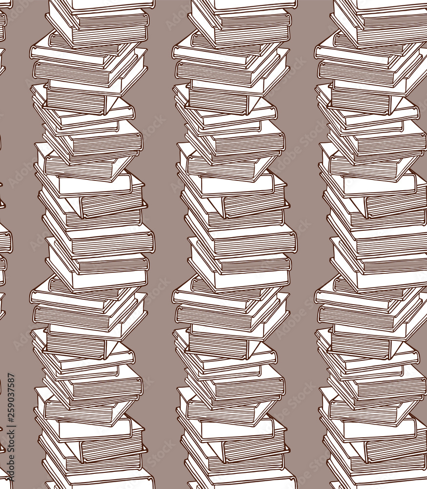 Book stack and school books. A pile of books. Seamless pattern, texture ...